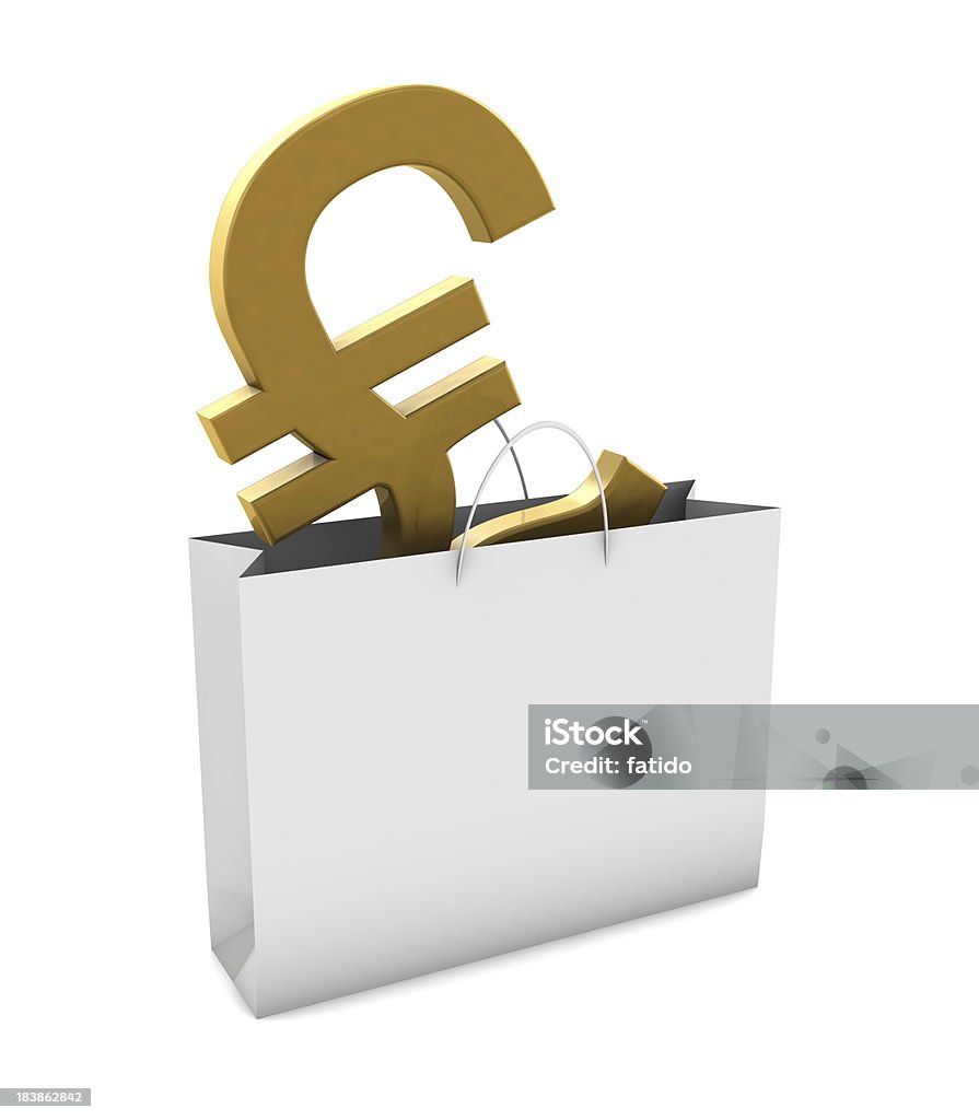 Gold Pound in Shopping Bag Abstract Stock Photo