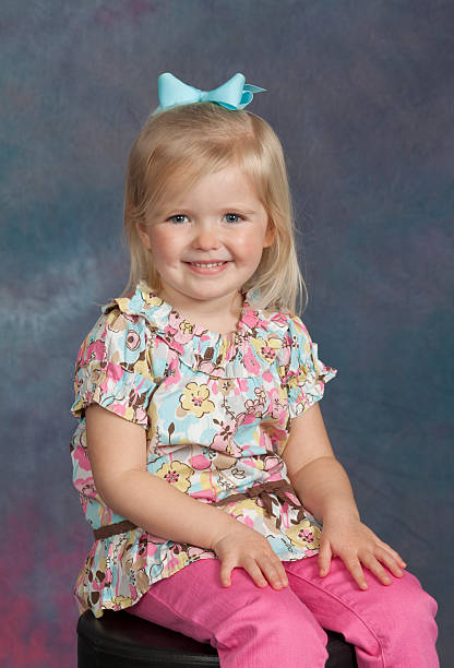 Young Girl School / Yearbook Portrait Age 3 Sitting stock photo