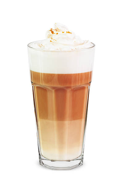 milk Latte macchiato in glass. macchiato stock pictures, royalty-free photos & images