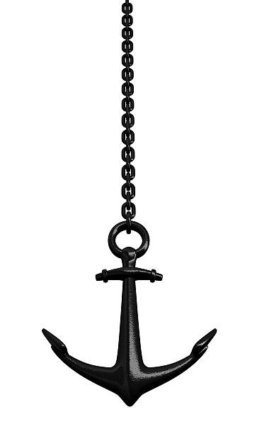 Anchor Digitally generated image of the anchor with chain. Isolated on white. anchor chain stock pictures, royalty-free photos & images