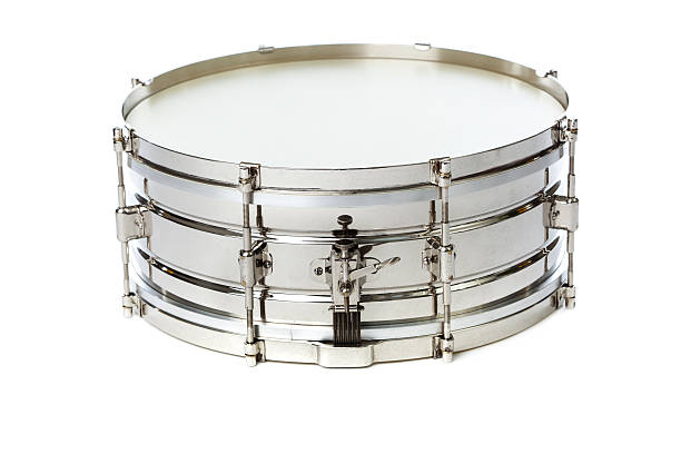 Silver Chrome Snare Drum Isolated on White Background Subject: Silver Chrome Snare Drum Isolated on White Background. snare drum stock pictures, royalty-free photos & images