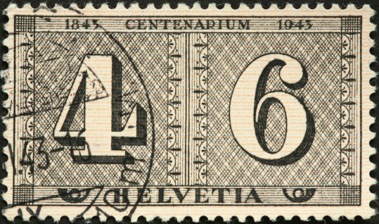 old Swiss postage stamp with number 46