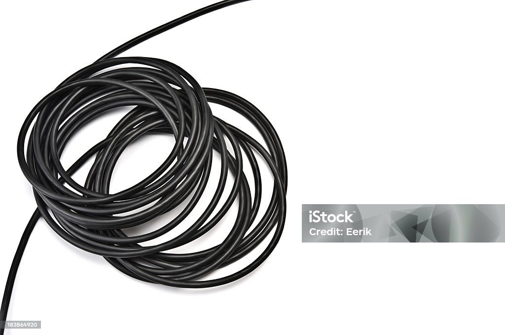 Electric cable Black electric cable on white background. Cable Stock Photo