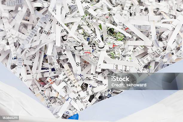 Shredded Paper In Garbage Bag Stock Photo - Download Image Now - Bag, Business, Close-up