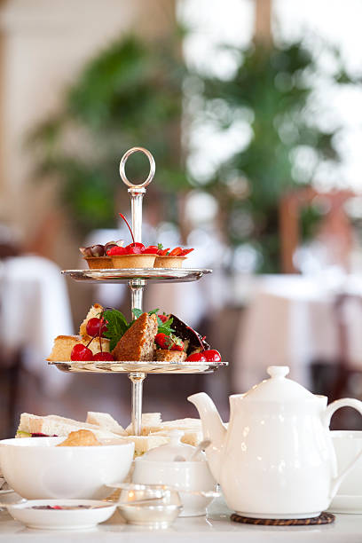 istock Tea and bread set at a table in a restaurant 183865956