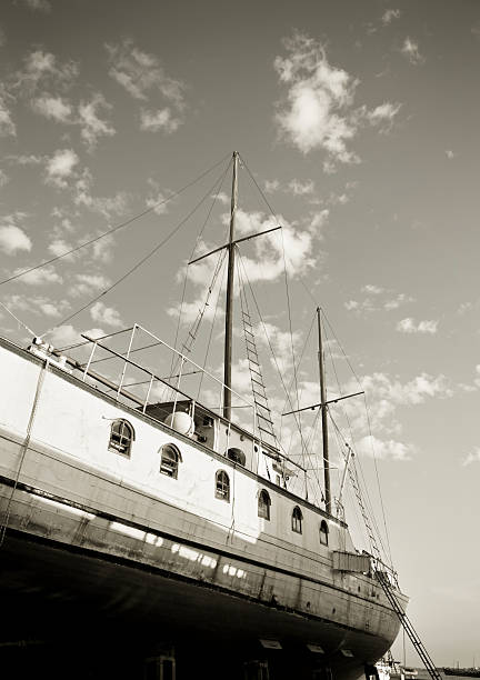 istock Old yacht on the dock. Nostalgic look. 183866273
