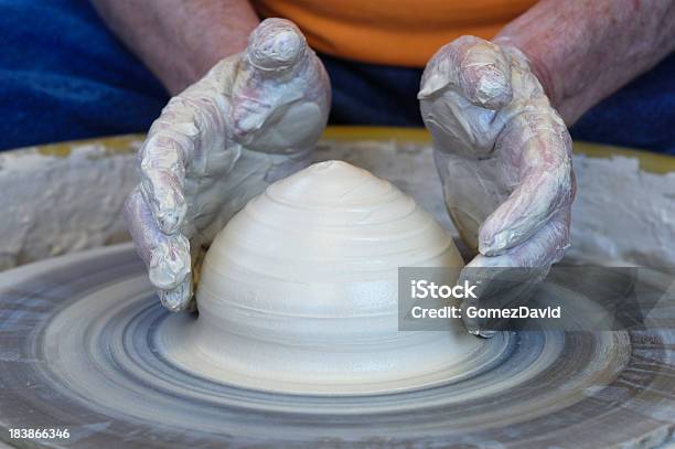 Closeup Of Potter Working With Clay Stock Photo - Download Image Now - Adult, Adults Only, Child's Play Clay
