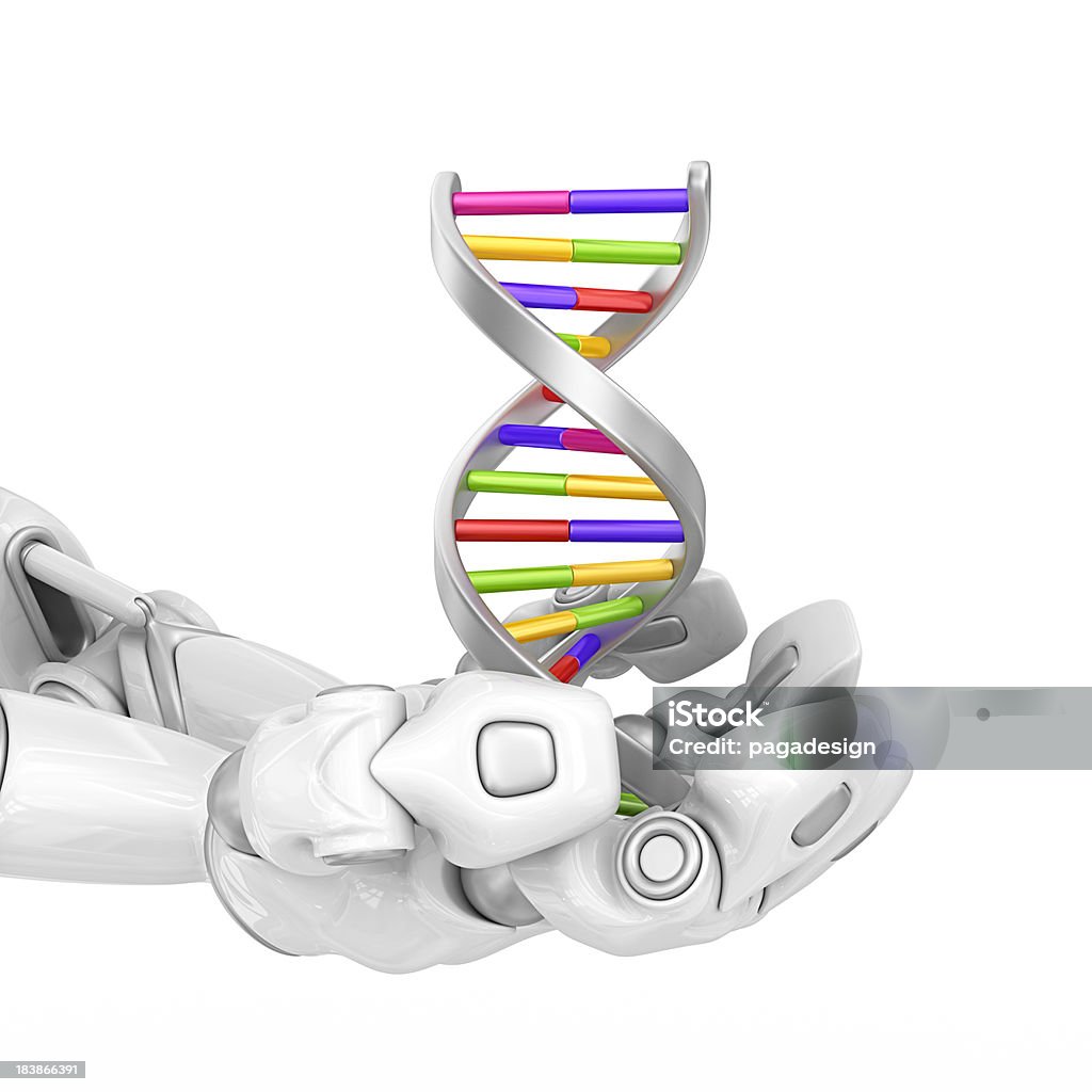 로봇 손을 쥠 DNA - 로열티 프리 분자 구조 스톡 사진