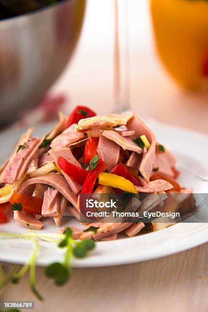 German Wurst Salad Stock Photo - Download Image Now - Baloney, Bell Pepper, Close-up