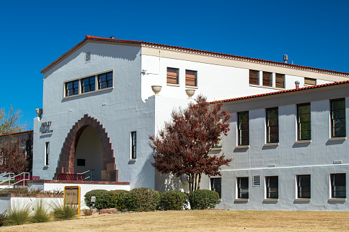 Mesilla, USA - November 13, 2022. Hadley Hall for Administration in the campus of University of New Mexico in Mesilla, New Mexico, USA