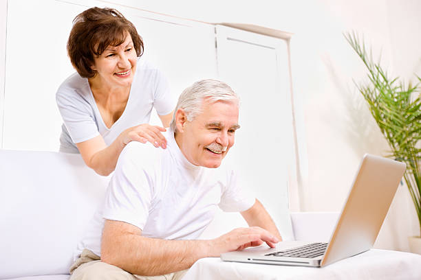 Playful Senior Couple Online stock photo