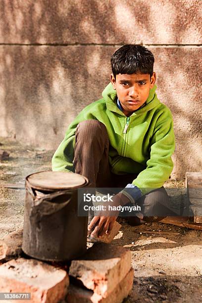 Indian Boy Preparing Food On The Street Delhi India Stock Photo - Download Image Now