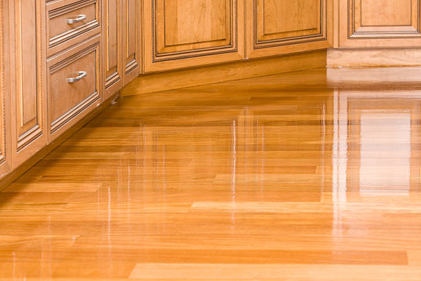 frisch bunten küche holzboden - floor hardwood floor domestic kitchen wood stock-fotos und bilder
