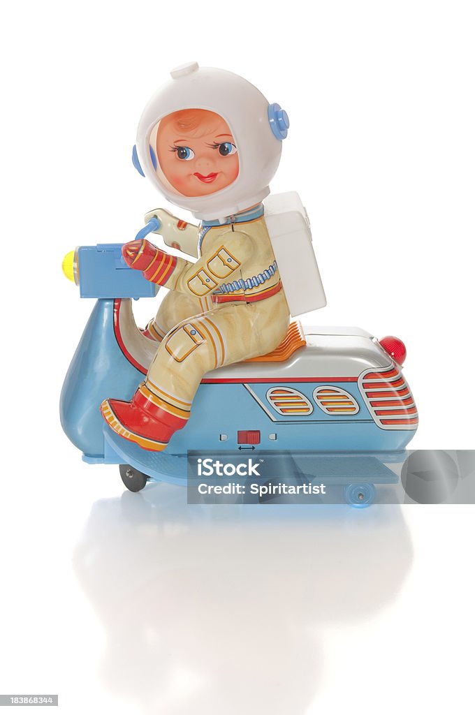 Retro Astronaut Riding Space Scooter Photo Download Image Now - Retro Style, Plastic, Space Helmet - iStock