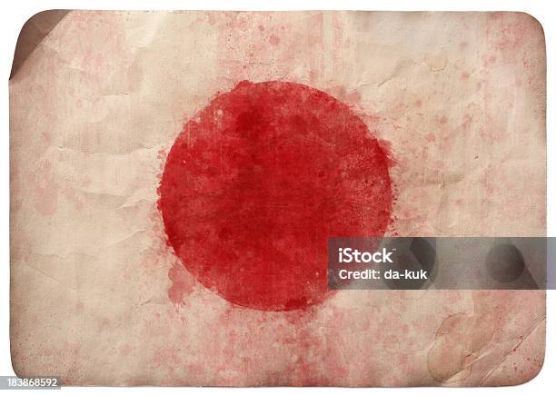 Grunge Bandeira Do Japão - Fotografias de stock e mais imagens de Acabado - Acabado, Amarrotado, Antigo