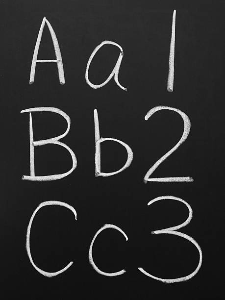 abc y 123 - teaching blackboard preschool alphabetical order fotografías e imágenes de stock