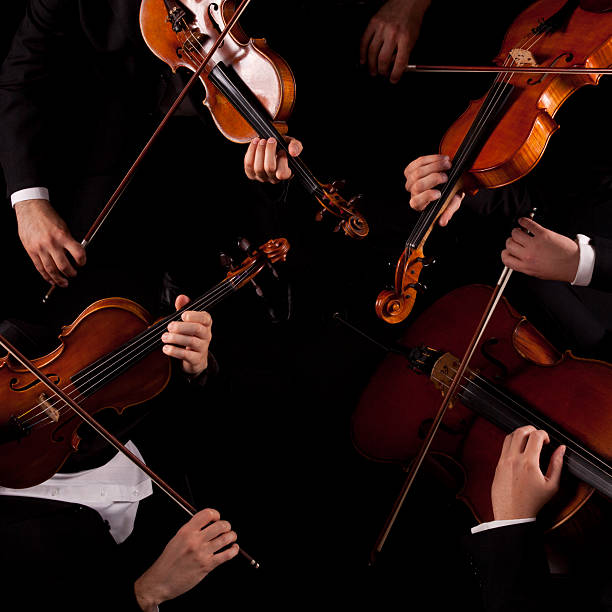 quartetto d'archi - ponticello di strumento musicale foto e immagini stock