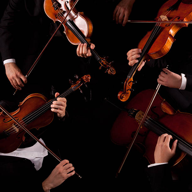 String quartet "String quartetViolin,viola, and celloMy other photo and video files on music and dance theme" musical instrument bridge stock pictures, royalty-free photos & images