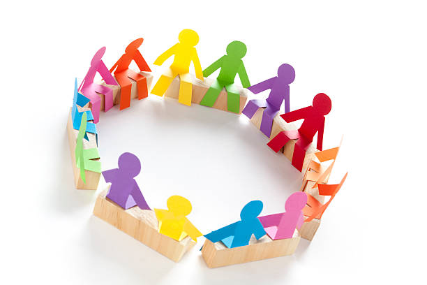 istock Circle of sitting people - paper concept 183869966