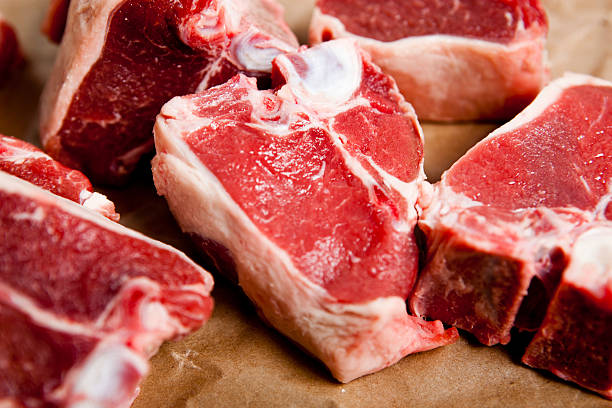 Raw Meat: Loin Rib Lamb Chops stock photo