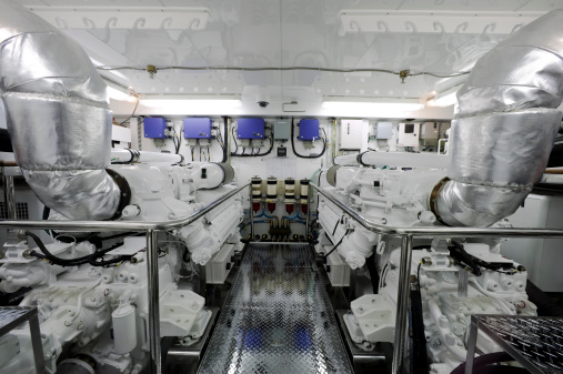 interior of yacht engine room