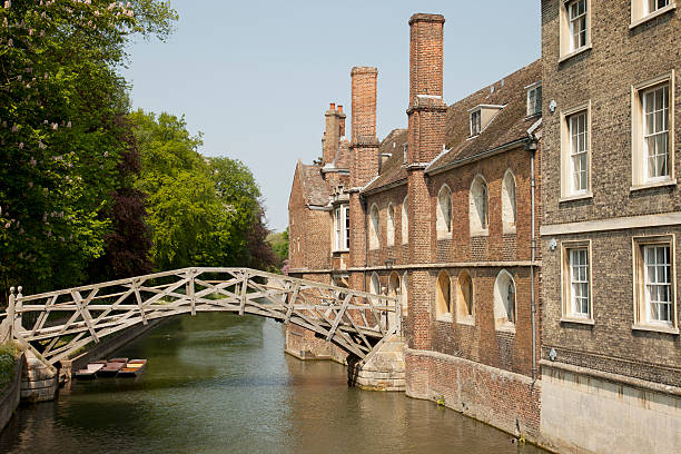 Mathematical Bridge, Cambridge "The Mathematical Bridge over the River Cam in the university city of Cambridge, England." queens college stock pictures, royalty-free photos & images