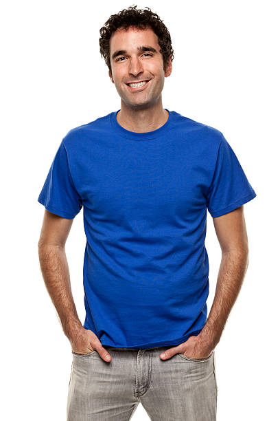 heureux homme souriant portrait - blue fin photos et images de collection