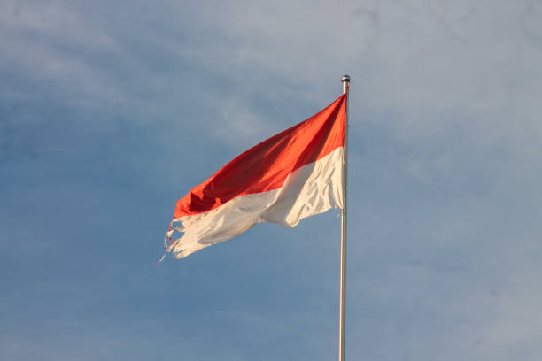 istock Old Indonesian flag on the wind 1838708252