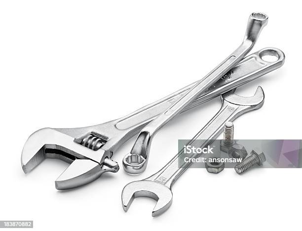 Wrench And Screw Stock Photo - Download Image Now - Adjustable Wrench, Bolt - Fastener, Wrench