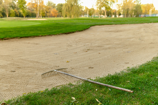 Sand rakes on the golf course