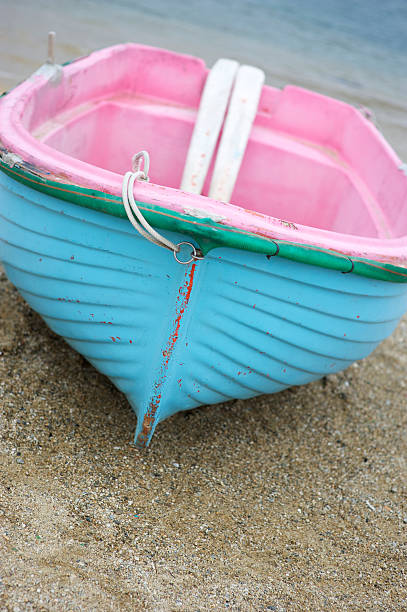 istock Bright Pink and Blue Fishing Boat 183871549