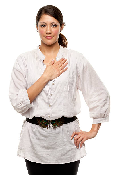 istock Young Woman With Hand Over Heart 183871704