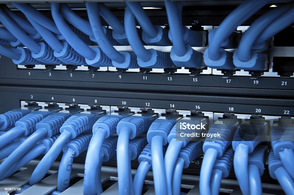 Network hub and cable Cable Stock Photo