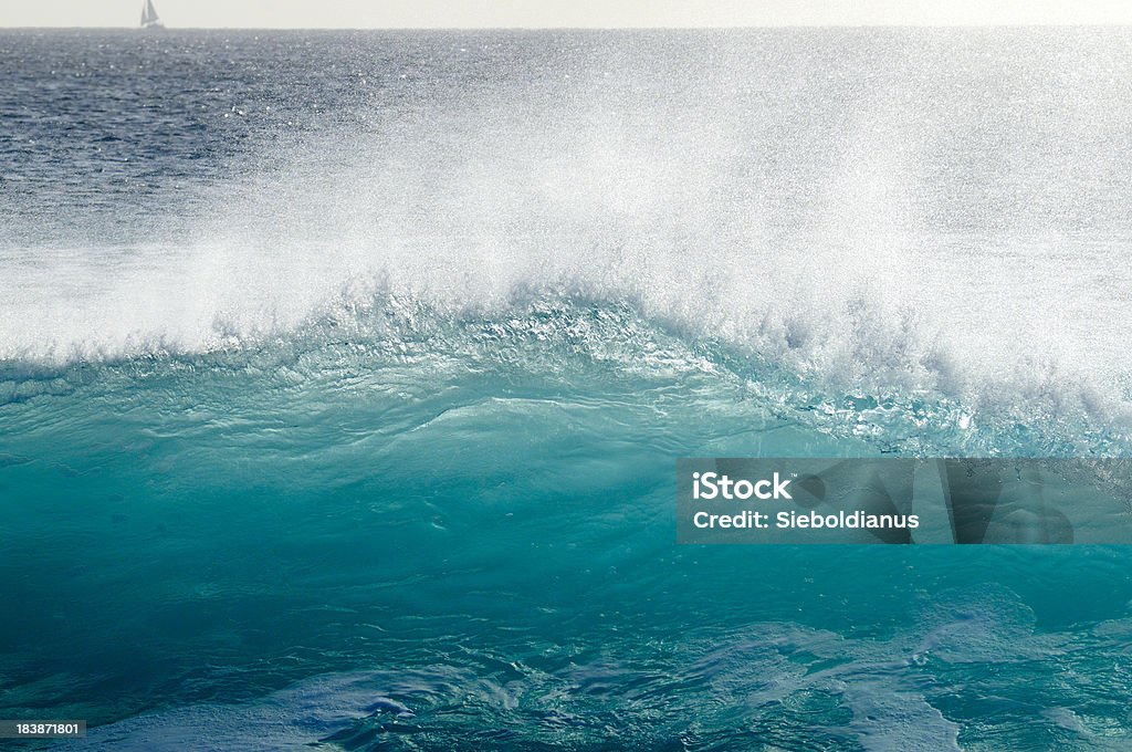Turqoise breaking wave background. "Breaking wave at reef in Sal, Cabo Verde (Ponta Preta).related:" Cape Verde Stock Photo