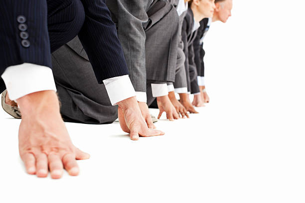 istock Hands of Businesspeople Lined Up For A Race 183872209