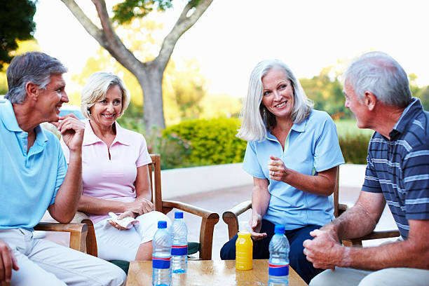 istock Mature friends in conversation 183872477