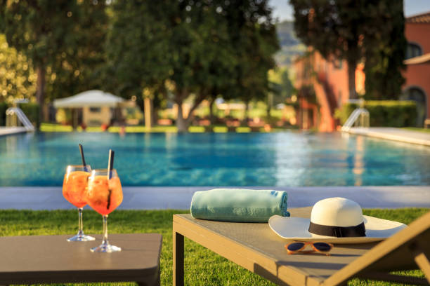 istock Aperitif in Italian pool and garden 1838726319