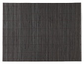 Overhead view of dark stained bamboo mat