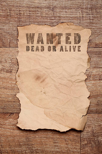 wanted-cartaz em inglês - wanted poster paper wild west burnt - fotografias e filmes do acervo