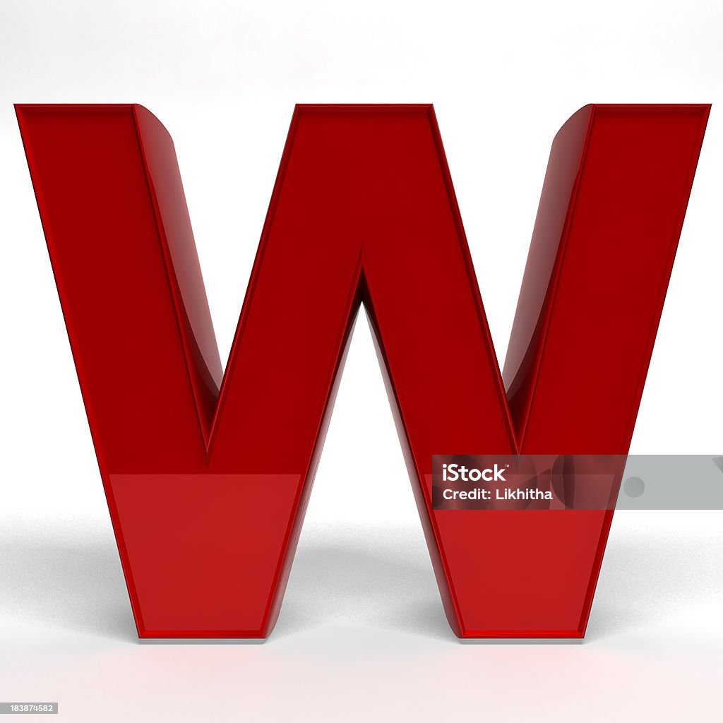 Red letter W 3d rendered Alphabet W Alphabet Stock Photo