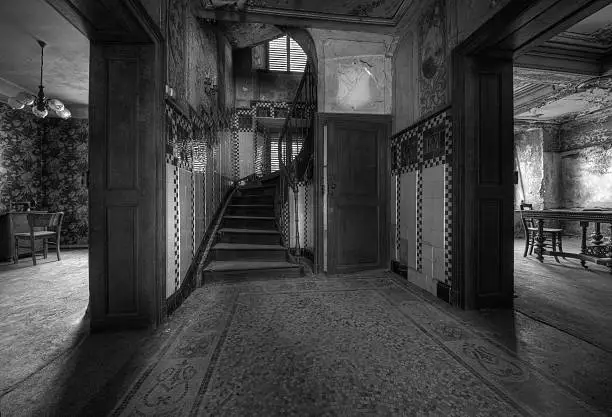 Photo of Abandoned manor - black & white HDR
