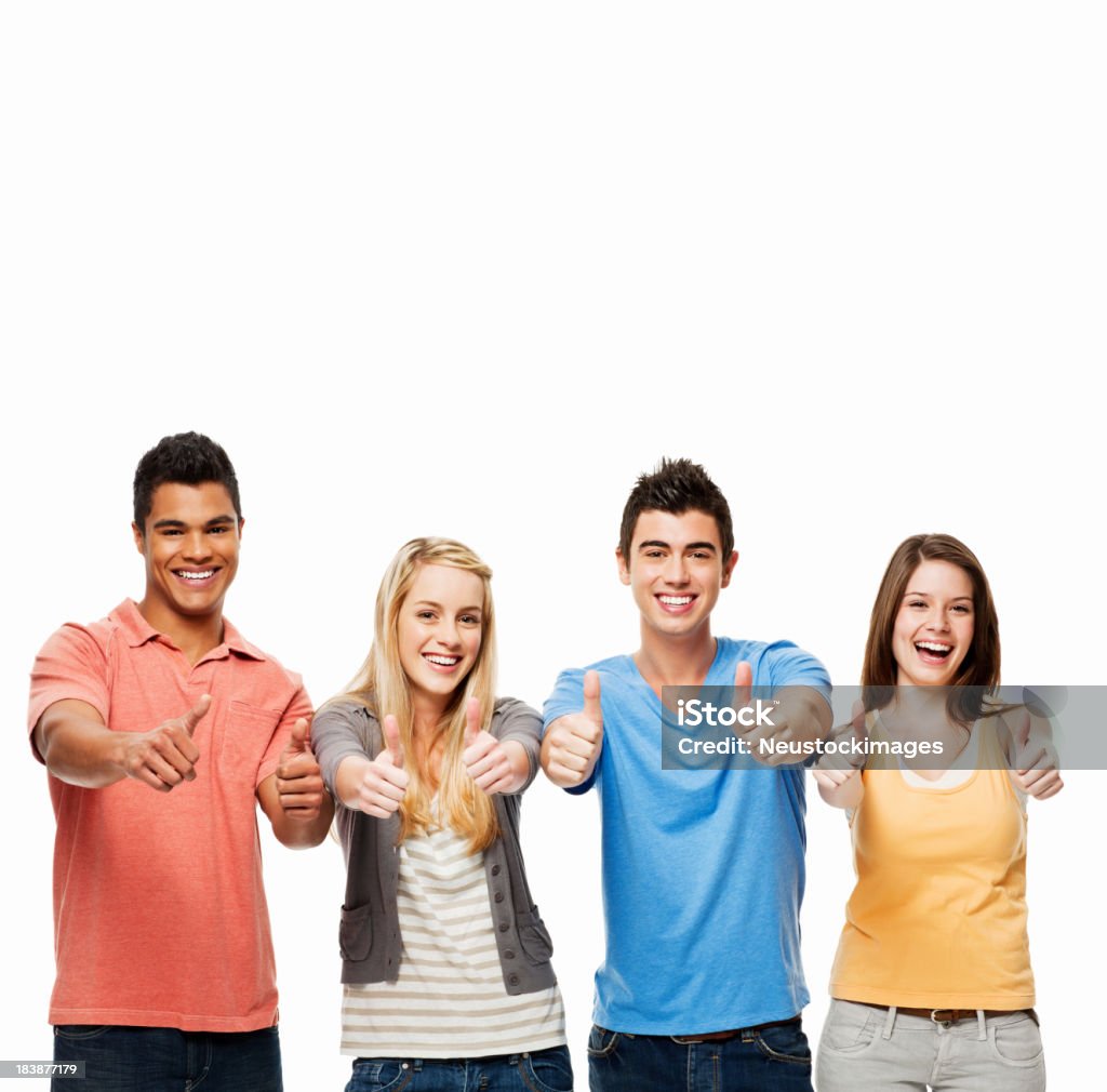 Jovens adultos dando polegares para cima-isolado - Foto de stock de Acordo royalty-free