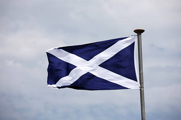 istock Scotland flag flapping in the wind 183877333