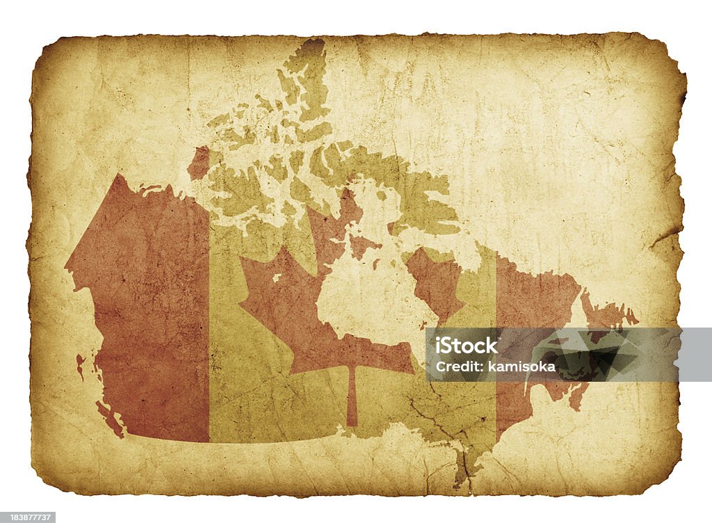 Mappa di Bandiera Canada su carta Grunge con - Foto stock royalty-free di Canada