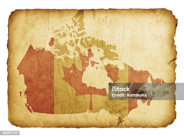 Mappa Di Bandiera Canada Su Carta Grunge Con - Fotografie stock e altre immagini di Canada - Canada, Carta geografica, Vecchio