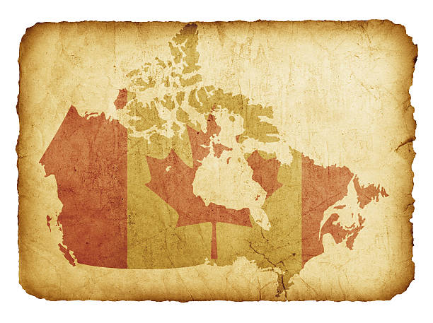 Map Of Canada With Flag On Grunge Paper