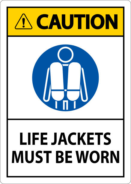 水の安全標識注意、救命胴衣の着用が必要です - life jacket safety isolated sea点のイラスト素材／クリップアート素材／マンガ素材／アイコン素材