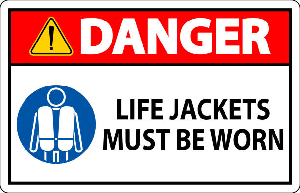 水の安全標識の危険、救命胴衣を着用する必要があります - life jacket safety isolated sea点のイラスト素材／クリップアート素材／マンガ素材／アイコン素材