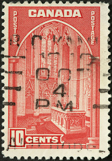 istock cathedral interior on an old Canadian postage stamp 183878195
