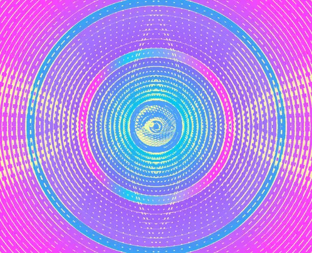 Vector illustration of All seeing eye with Glitch Technique